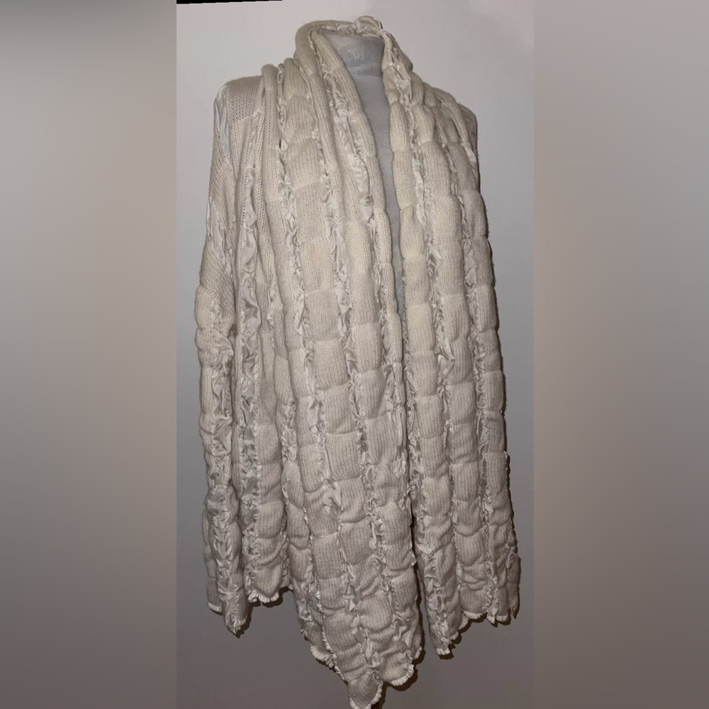 NWT Donna Karan Cashmere & Silk Waterfall Cardigan Sz L